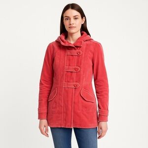 Idra Coral Corduroy Toggle Coat Size 4 – Faux Pockets